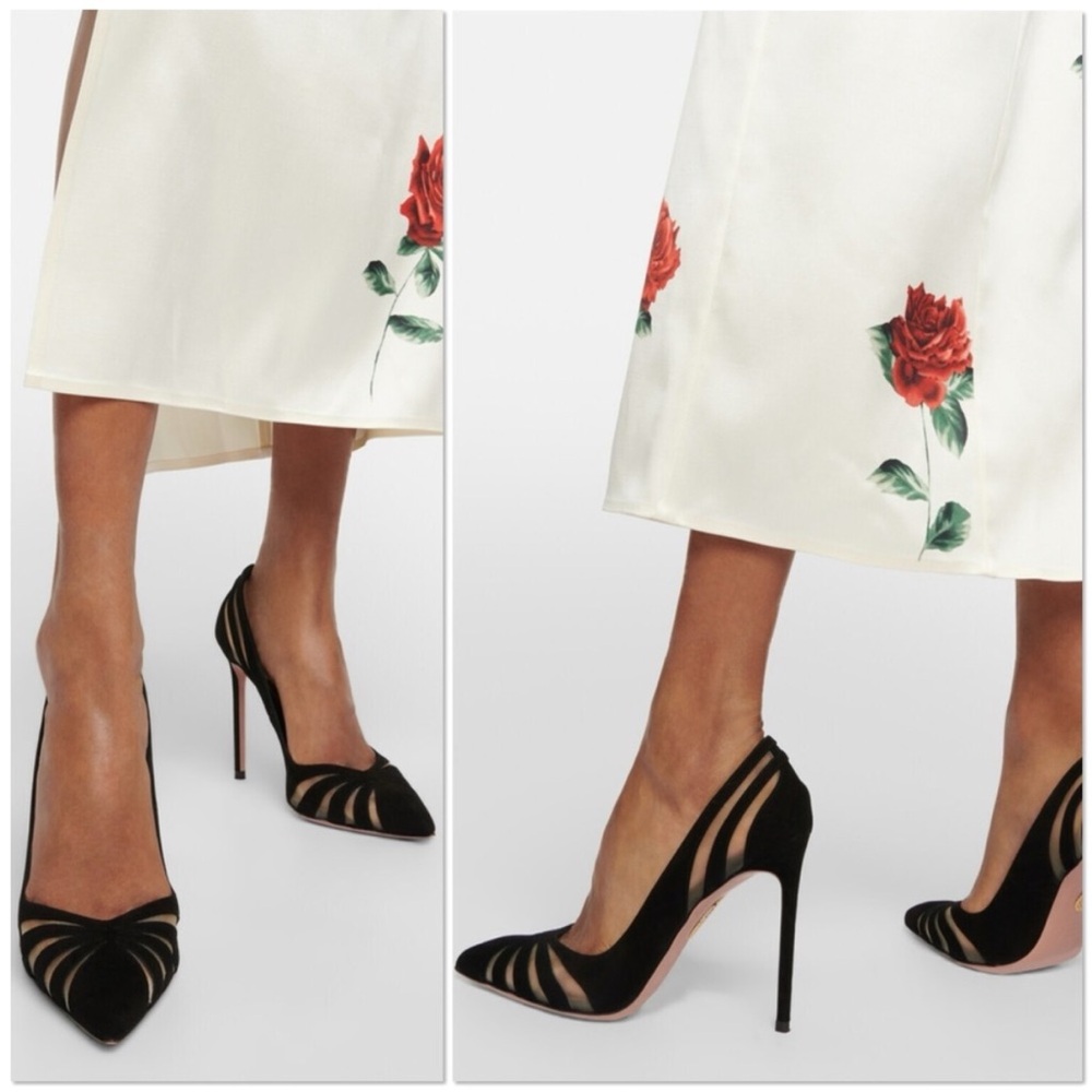 New Aquazzura The Spy 105 suede and mesh pumps $925 39.5
